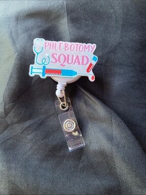 Phlebotomy Squad Retractable Badge Reel - Pink & Blue